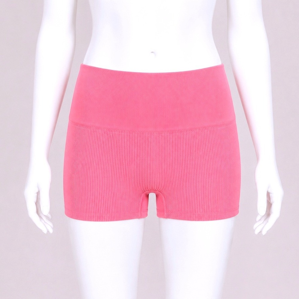 Colsie Women's Ribbed‎ Sleep Shorts Pink Size L High Waist Stretch Lounge